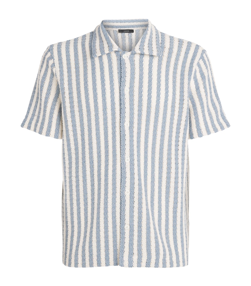 Vince Mens Cotton-Blend Beach Stripe Shirt Unfrm Blu Cmb