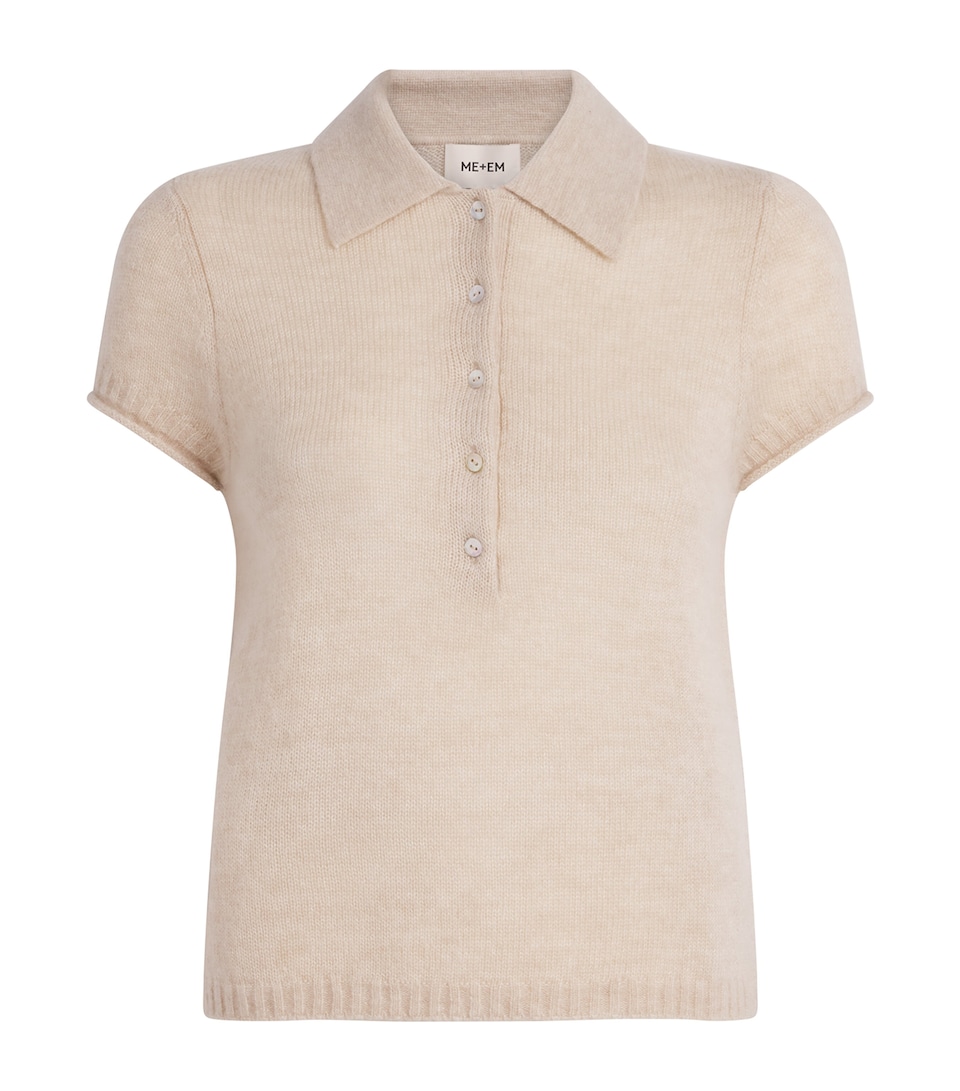 ME+EM Womens Merino-Cashmere-Silk Polo Shirt Pale Oatmeal