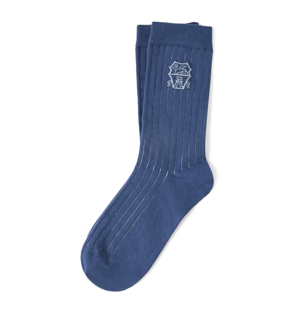 Brunello Cucinelli Mens Cotton Logo Socks