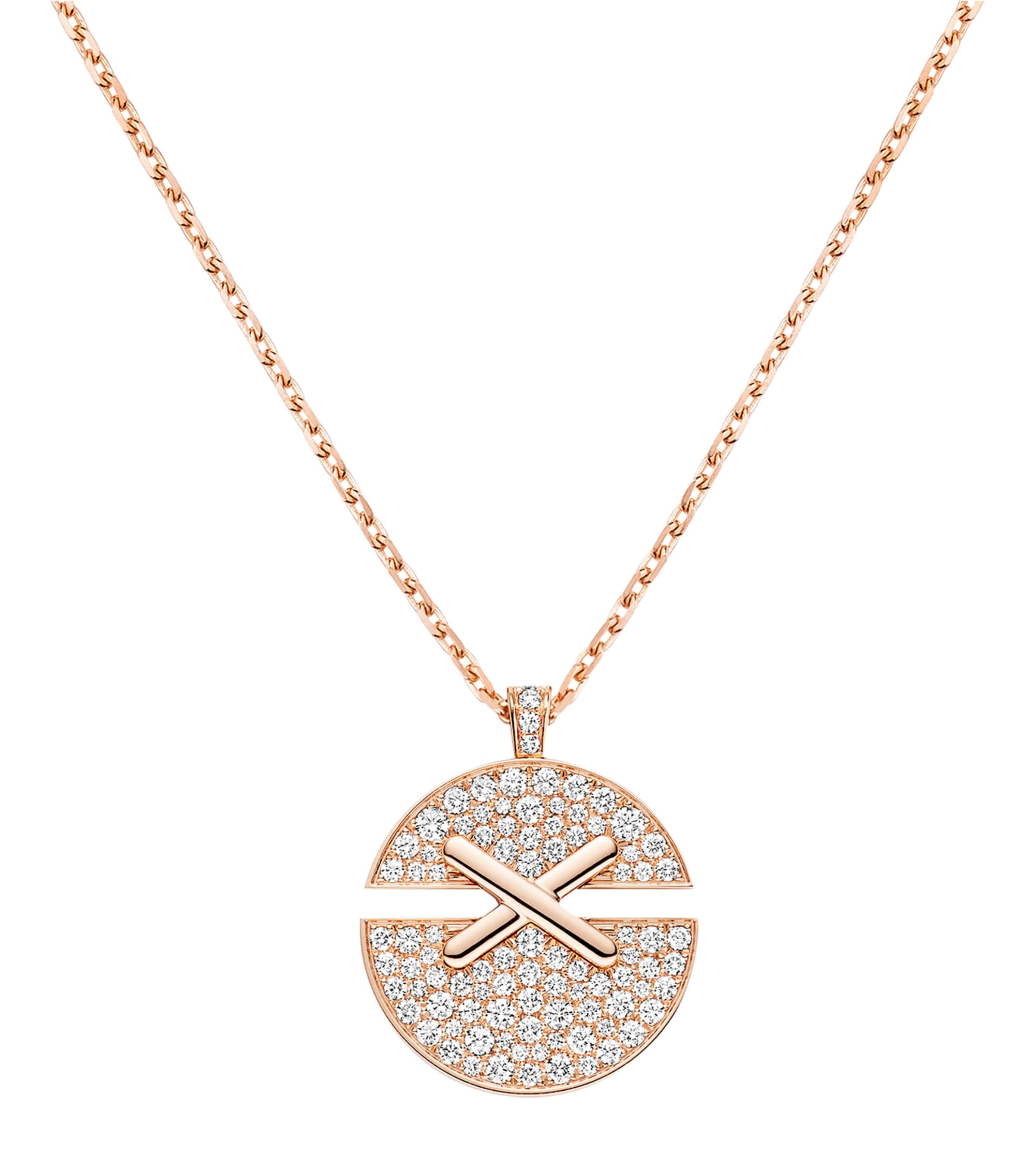 Medium Rose Gold and Diamond Jeux de Liens Harmony Pendant Necklace