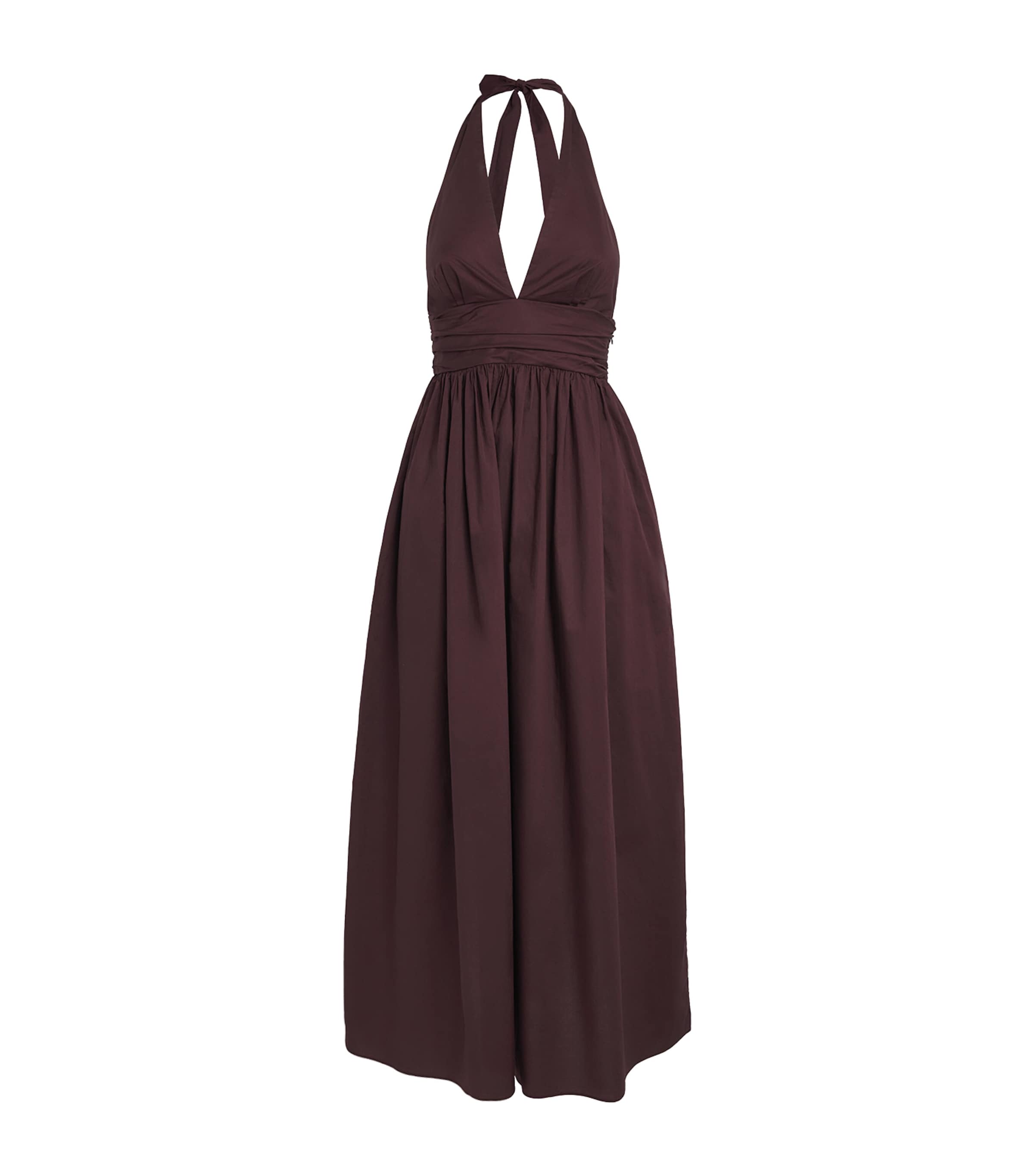 Cotton Plunge Halter Dress