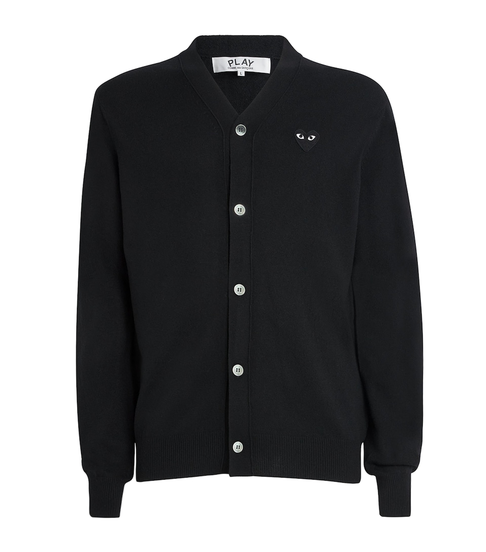 Comme Des Garçons Play Mens Wool Heart Cardigan Black