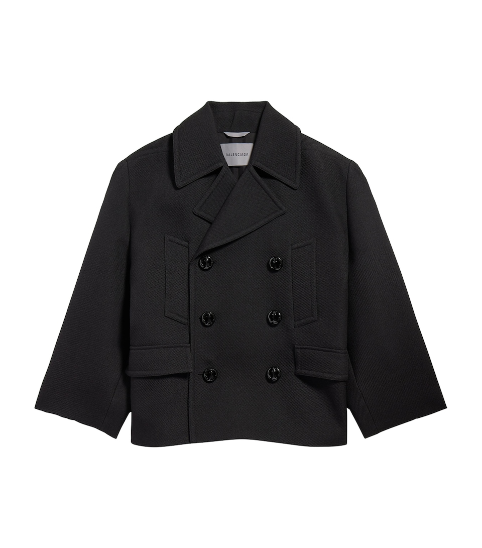 Balenciaga Mens Wool Double-Breasted Peacoat