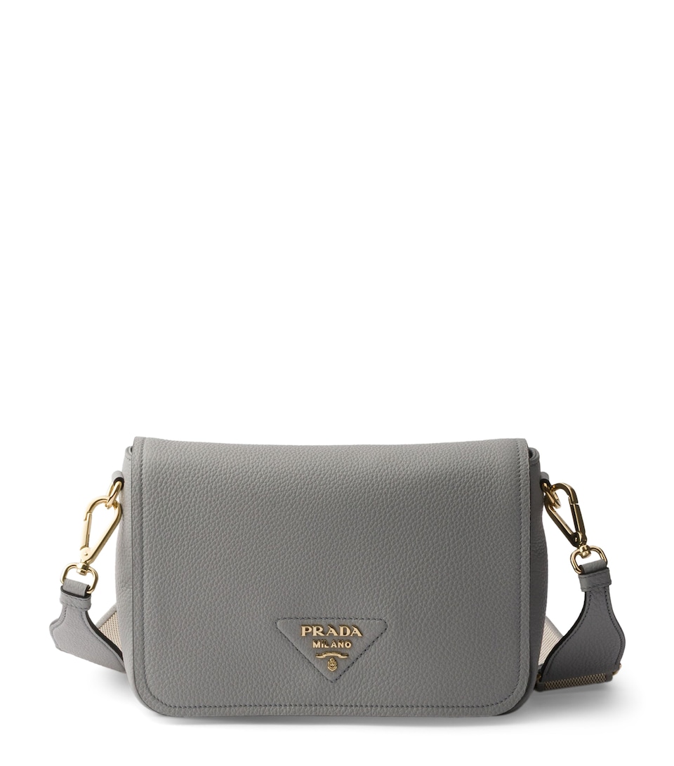 Prada Grained Leather Shoulder Bag Grey
