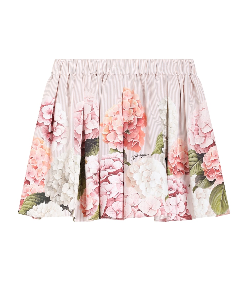Dolce&Gabbana Kids Cotton Hydrangea Print Skirt (8-12+ Years) Ortensie Fdo B