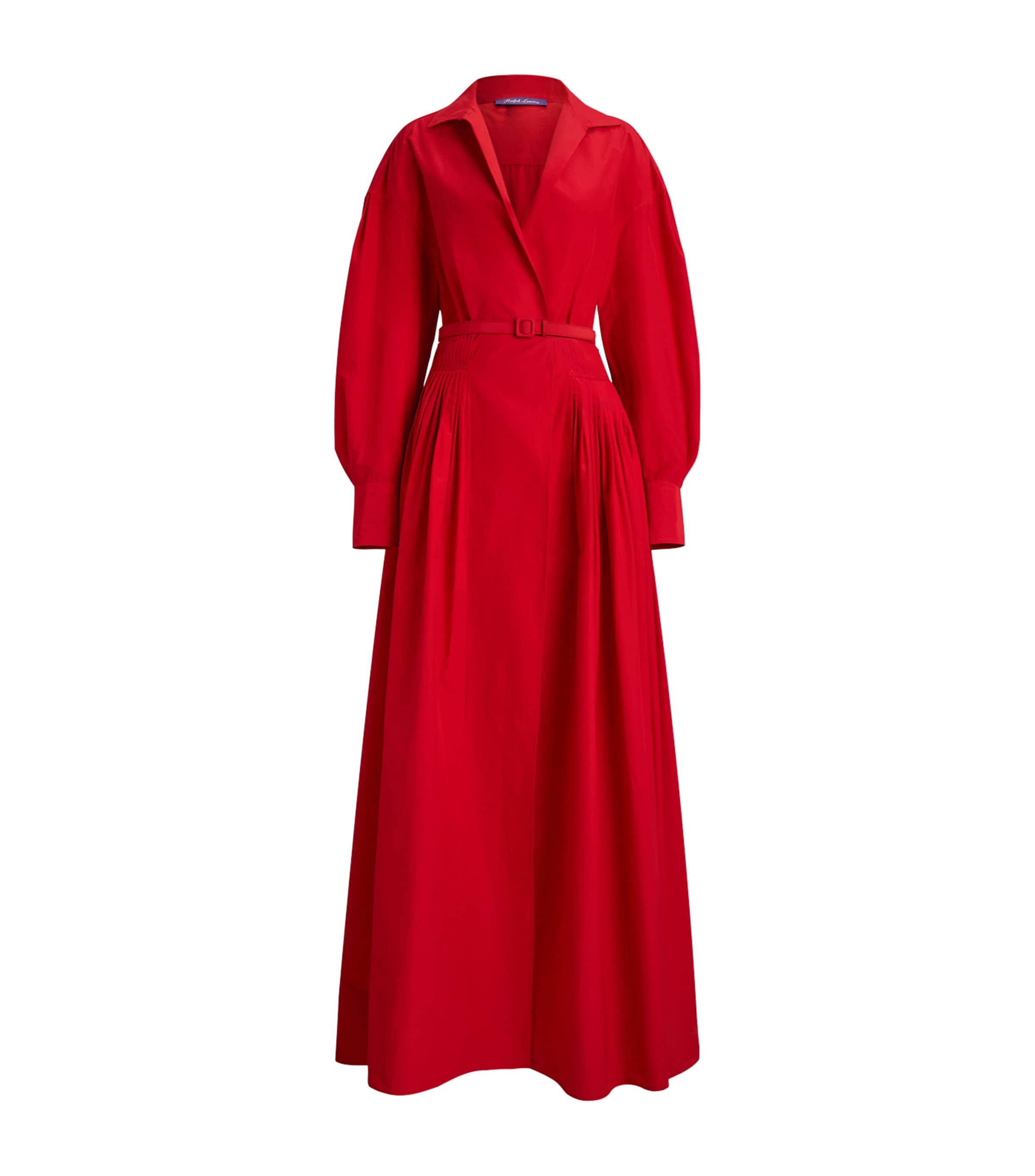 Ralph Lauren Womens Cotton-Blend Poplin Daley Maxi Shirt Dress Bright Red