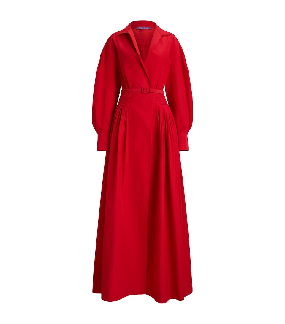 Ralph Lauren Collection Womens Cotton-Blend Poplin Daley Maxi Shirt Dress Bright Red