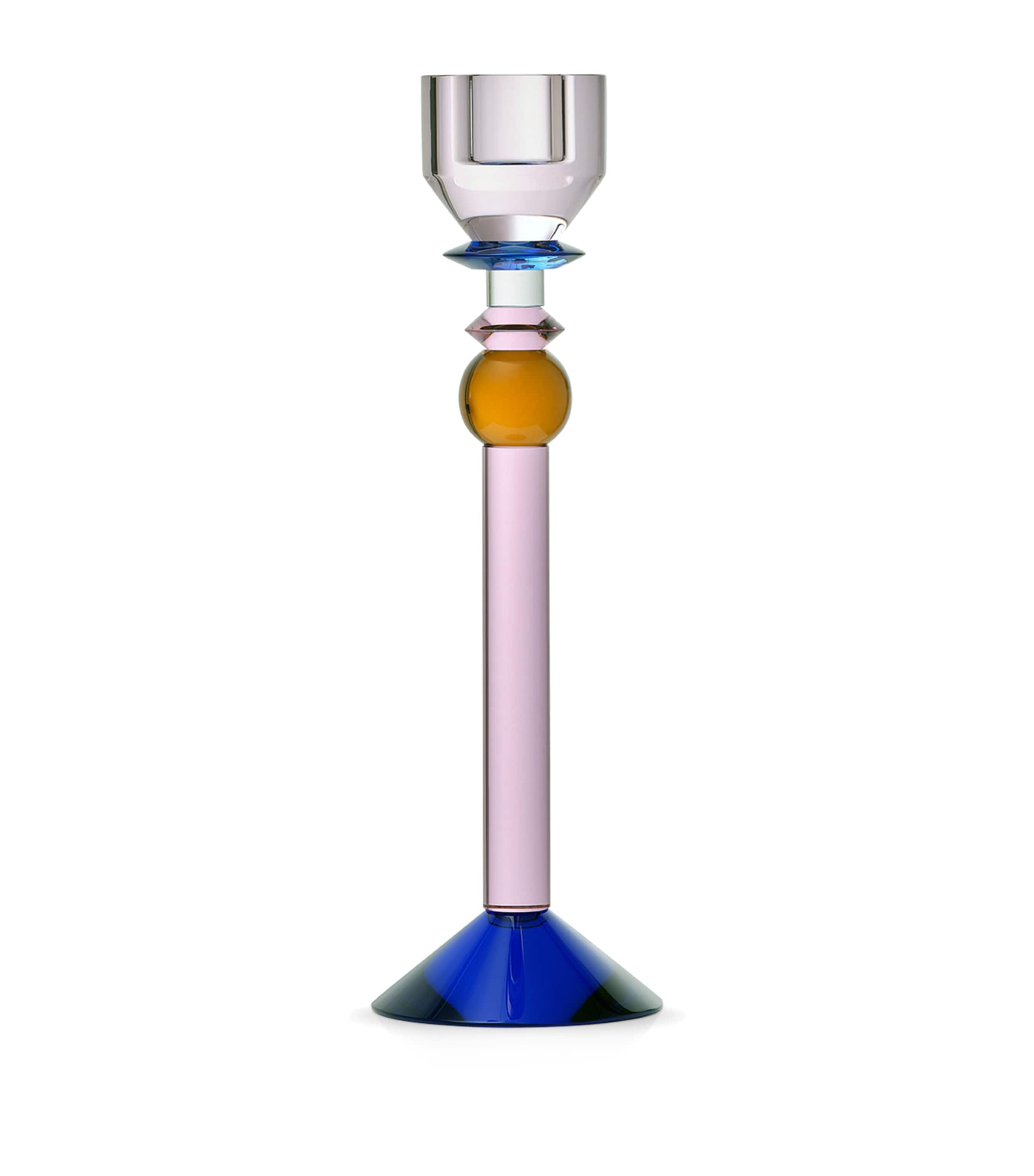 Reflections Copenhagen Crystal Rosalin Candle Holder (25cm) Rose, Cobalt & Pink
