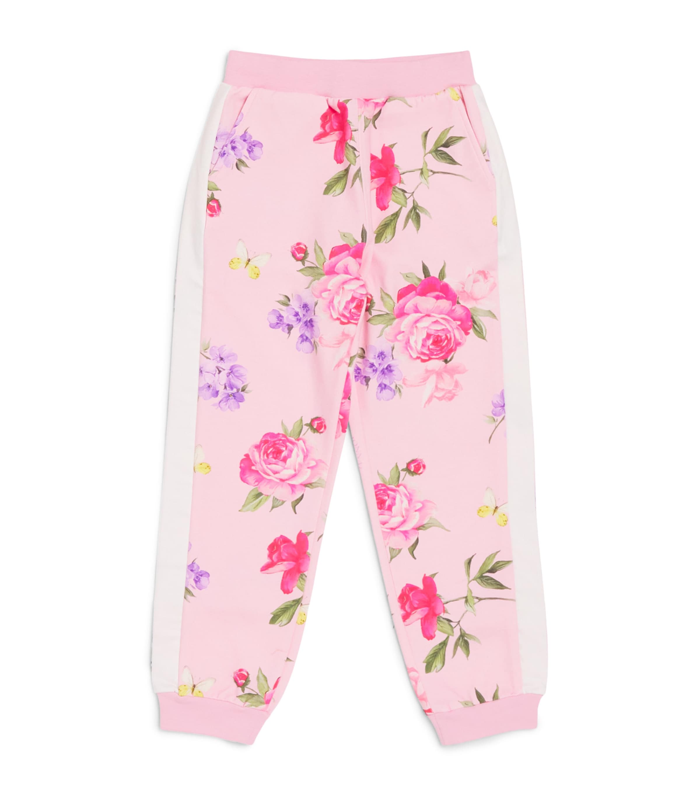 Monnalisa Stretch-Cotton Floral Sweatpants (2-12 Years) White+stripe White