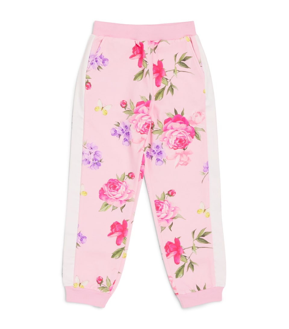 Monnalisa Stretch-Cotton Floral Sweatpants (2-12 Years) White+stripe White