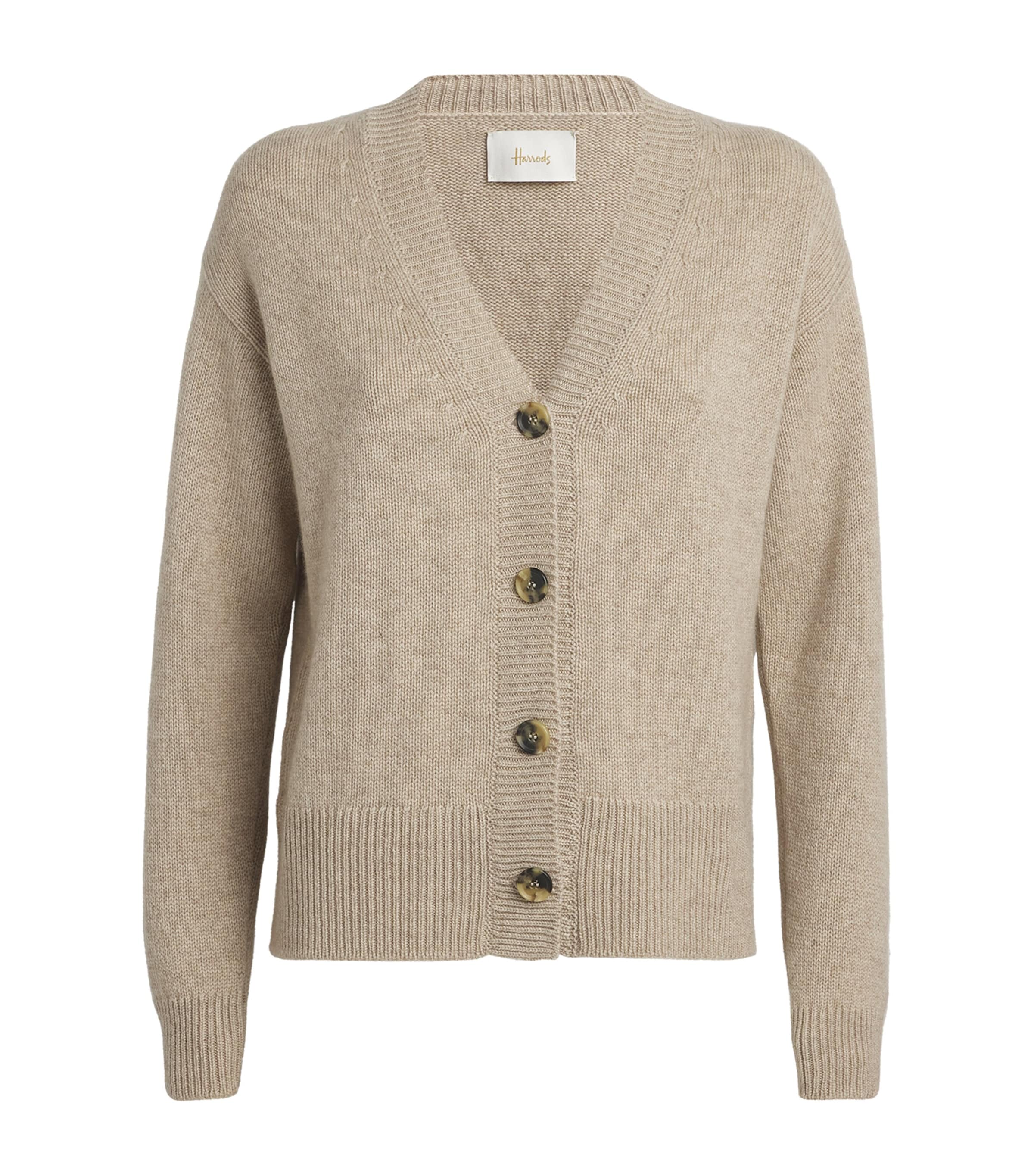 Harrods Womens Cashmere Boxy Cardigan Dark Medium Dyed