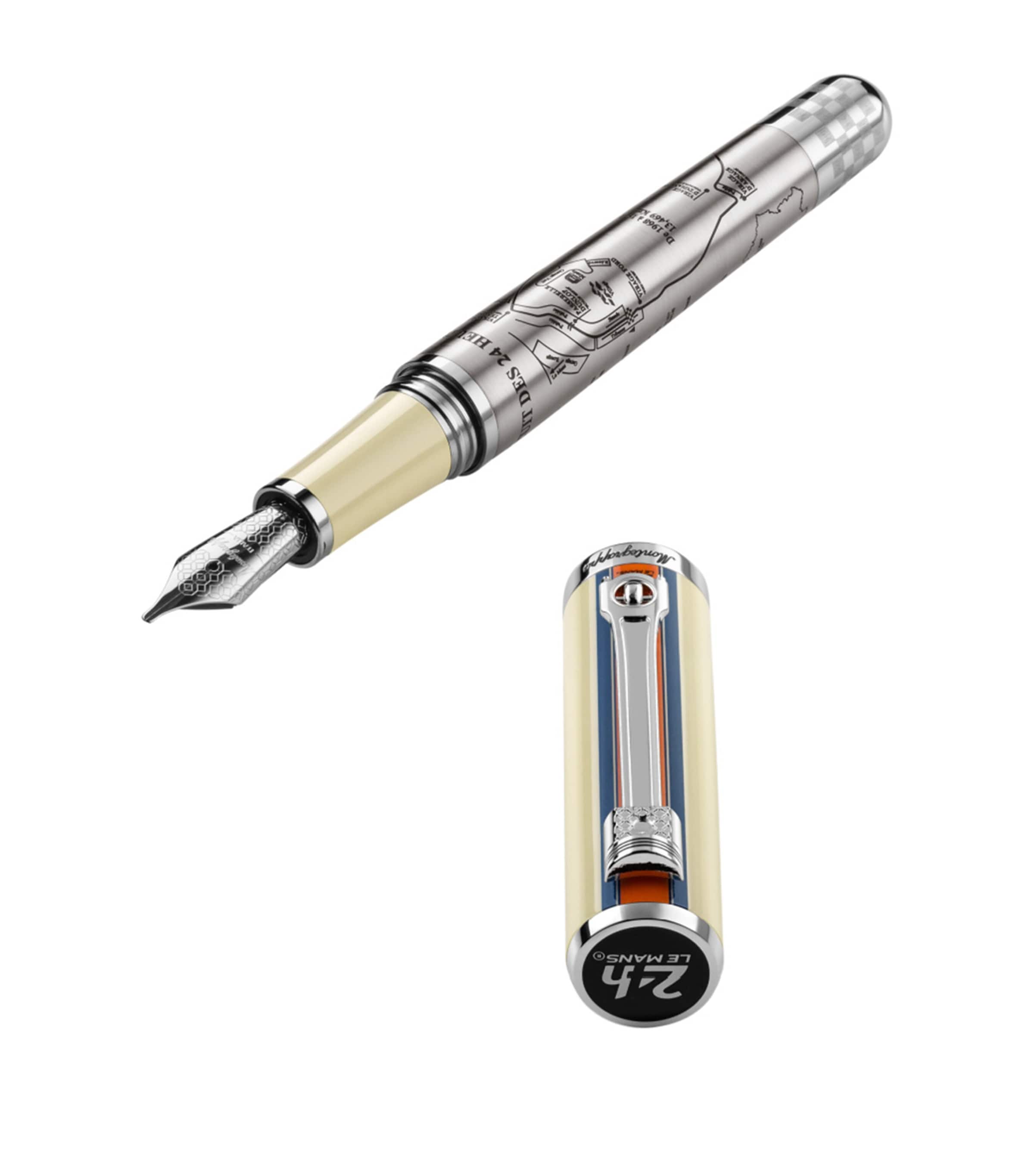 Montegrappa 24H Le Mans Legend Fountain Pen Silver/beige