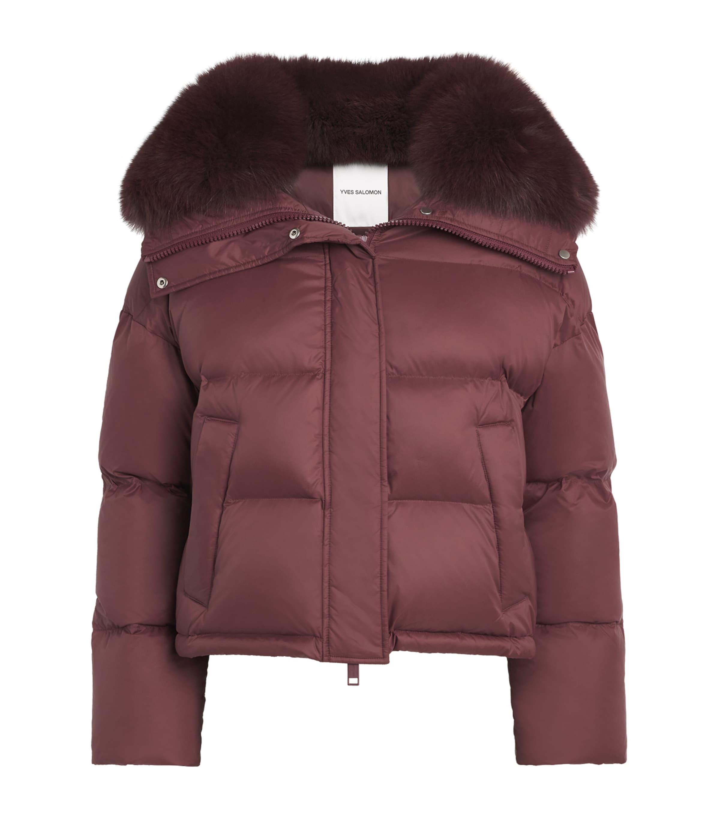 Down Fox Fur-Trim Short Puffer Jacket