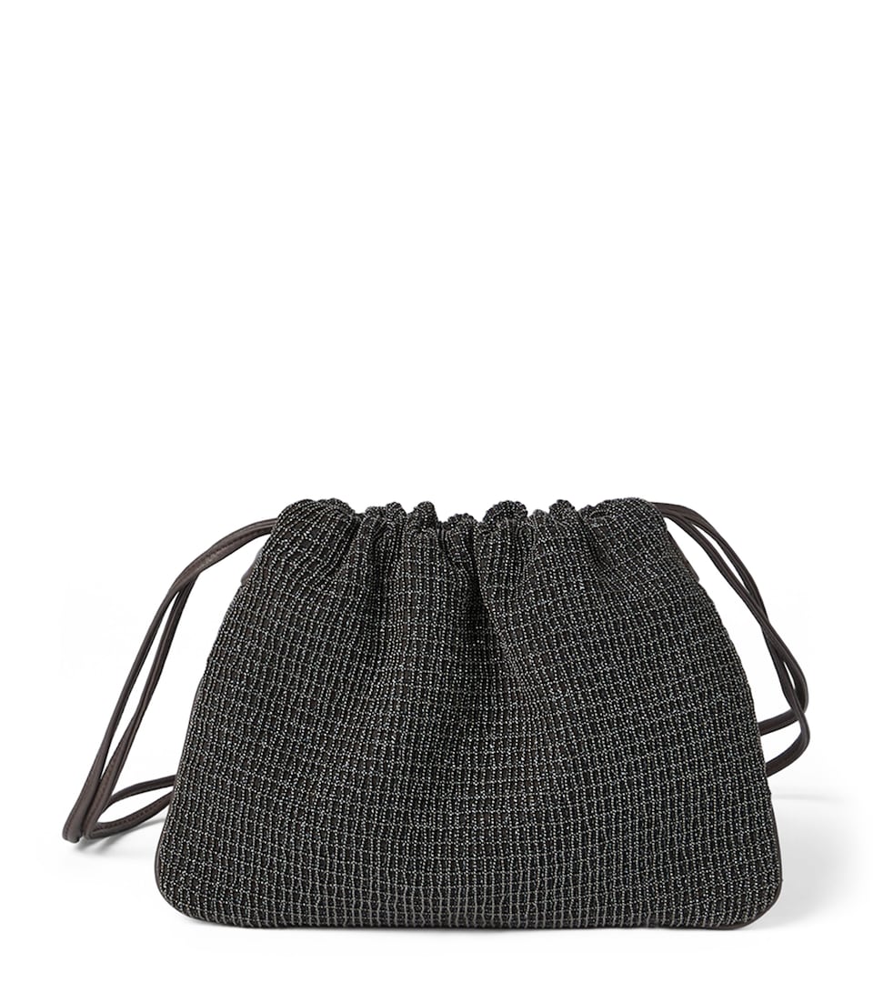 Leather Embellished Drawstring Cross-Body Bag