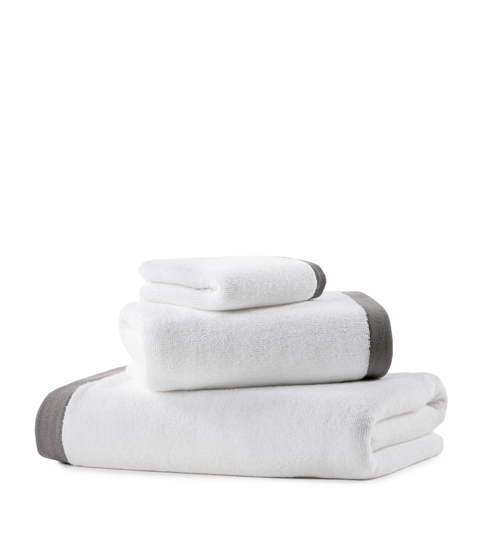 Hamam Organic Cotton Vesta Bath Towel (142cm x 76cm) White/dark Grey