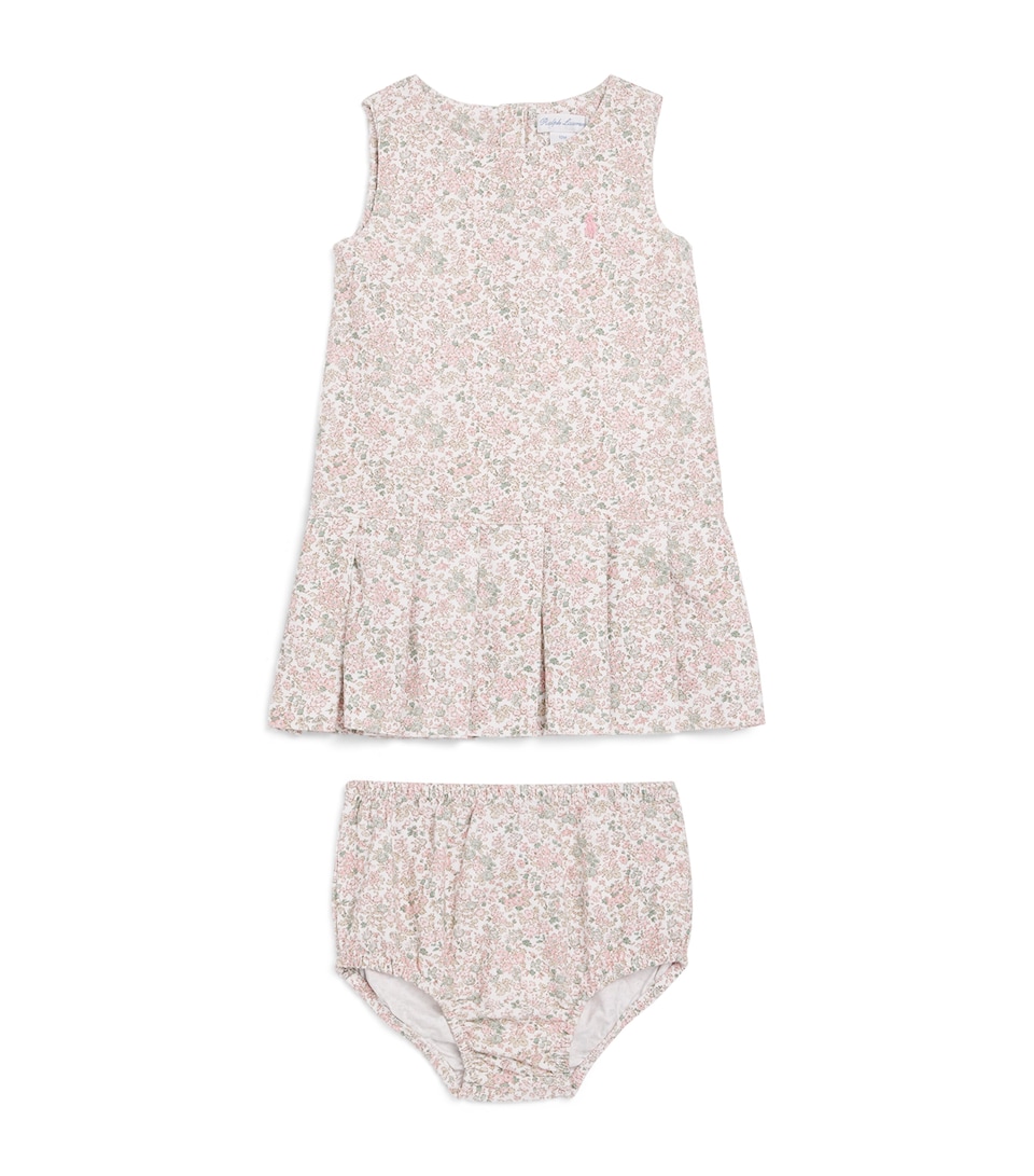 Corduroy Floral Print Dress and Bloomers Set (3-12 Months)