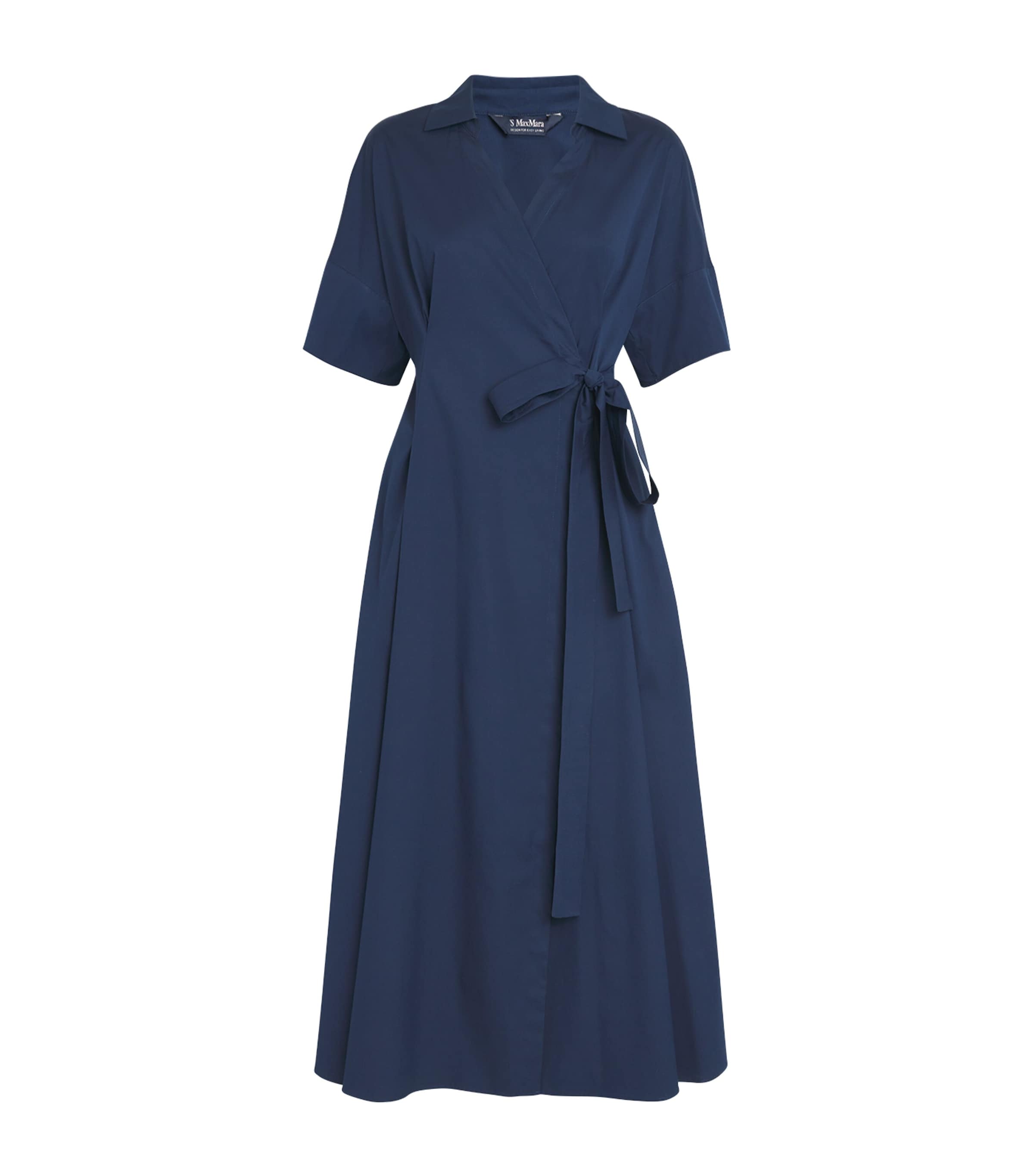 ワンピース ZIMMERMANN NAVY BLUE WRAP MIDI DRESS ZIMMERMANN Wrap Silk Midi Dress | Blue | FARFETCH