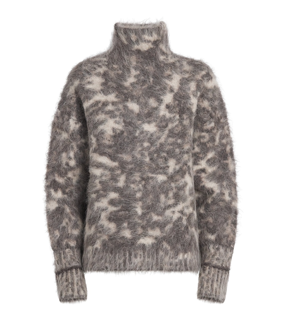 Joseph Womens Alpaca-Blend Esme Sweater Leopard Combo