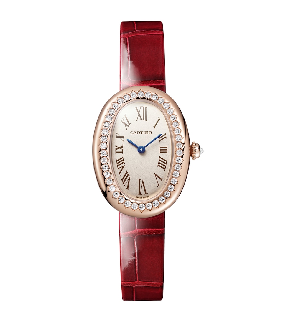 Small Rose Gold and Diamond Baignoire de Cartier Watch 23.1mm