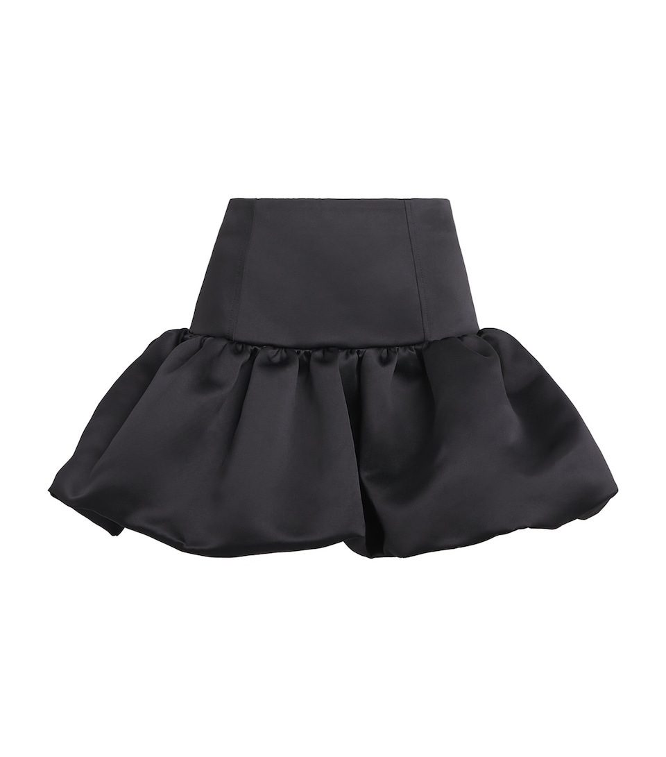 GANNI Womens Satin Bubble Mini Skirt Black