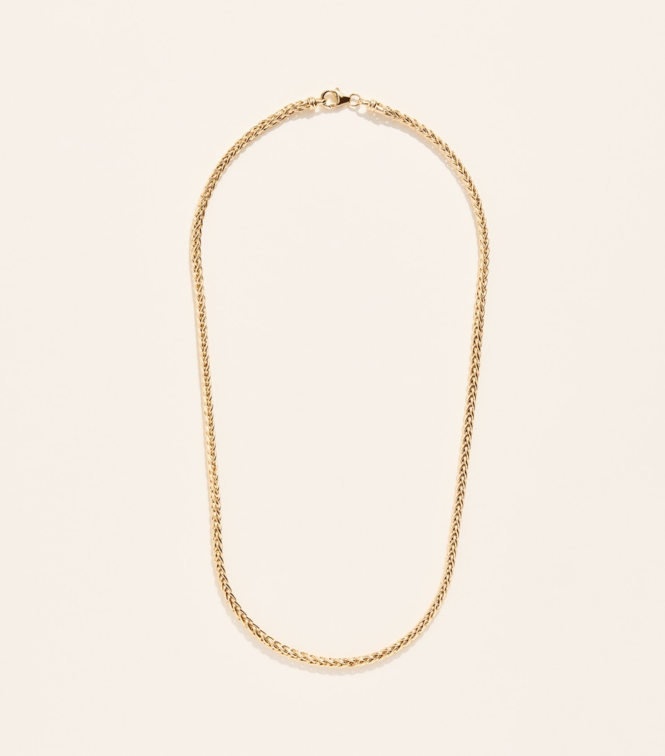 Azlee Small Woven Chain Necklace Yellow Gold