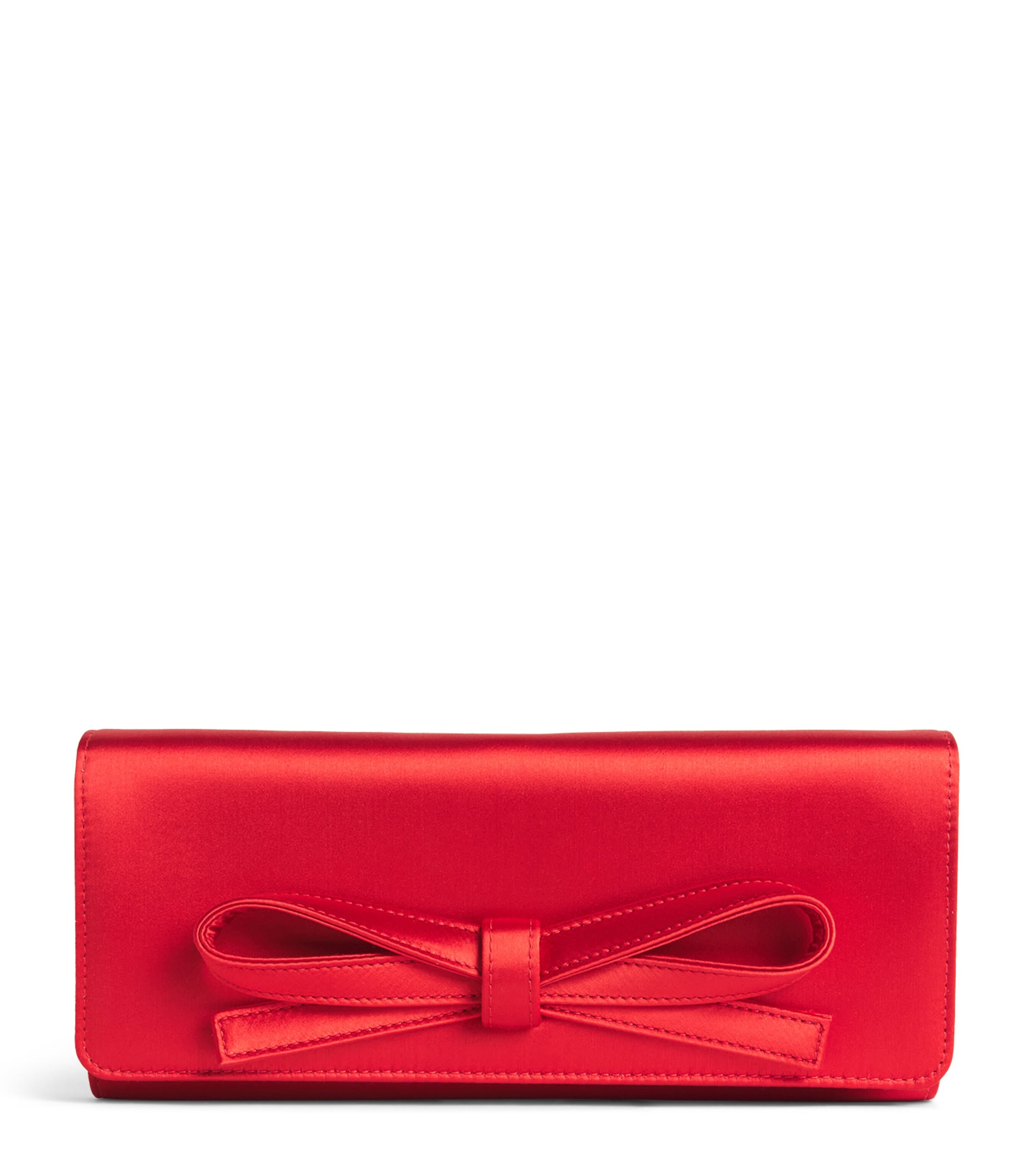Carolina Herrera Satin Margaret Clutch Bag Chili Red