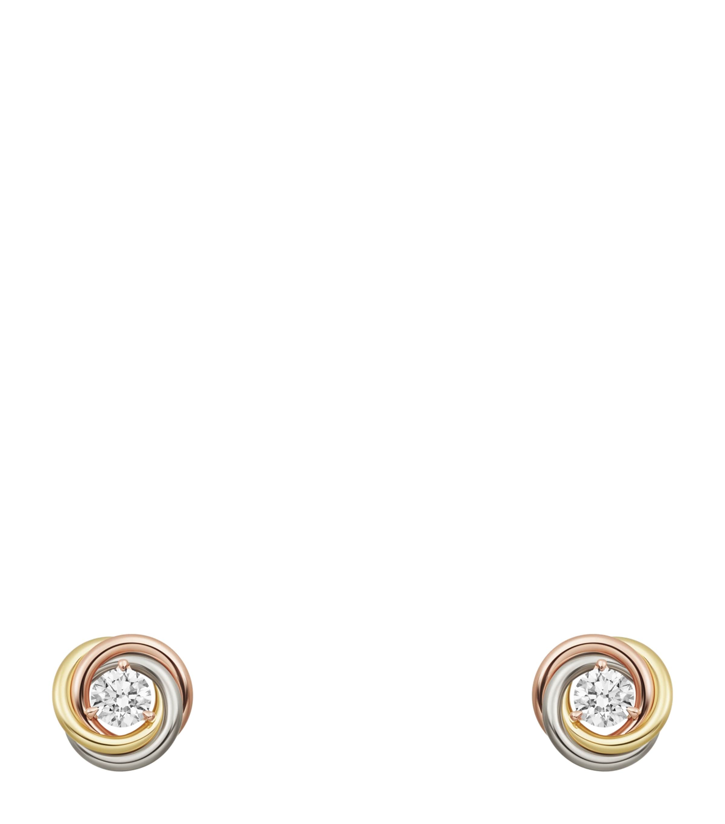 Mixed Gold and Diamond Trinity Stud Earrings