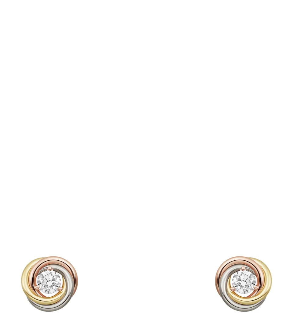 Mixed Gold and Diamond Trinity Stud Earrings