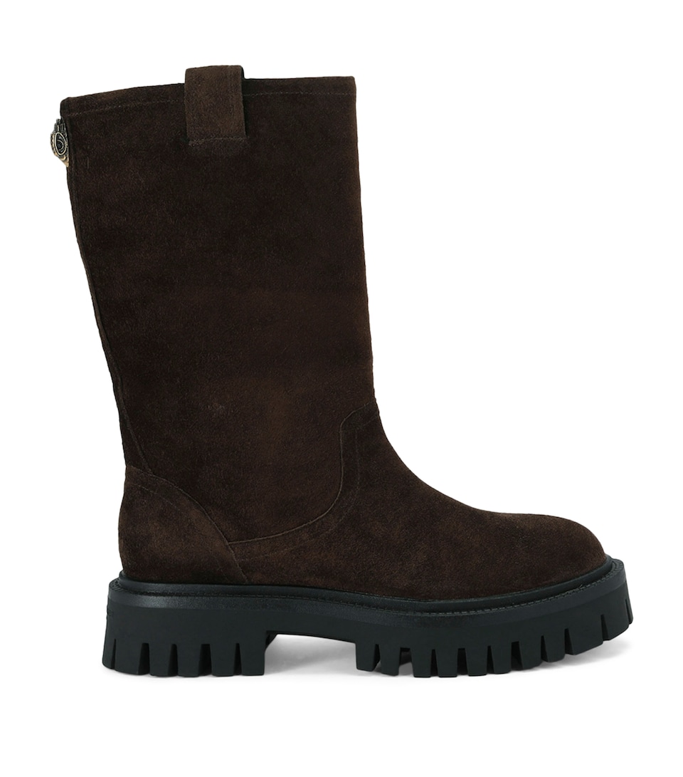 Kurt Geiger London Suede Kingly Biker Boots Brown
