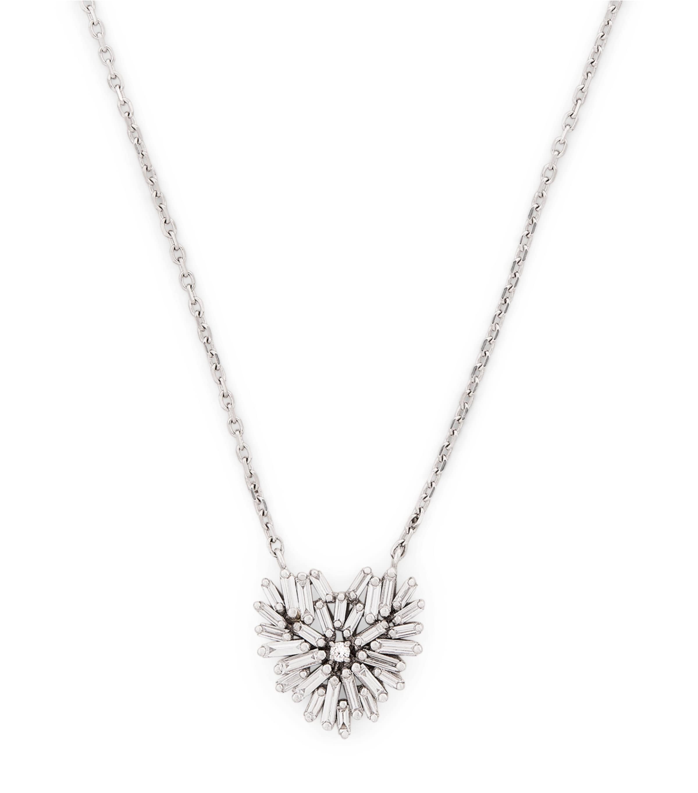 Suzanne Kalan White Gold and Diamond Small Heart Pendant Necklace Wg/wd