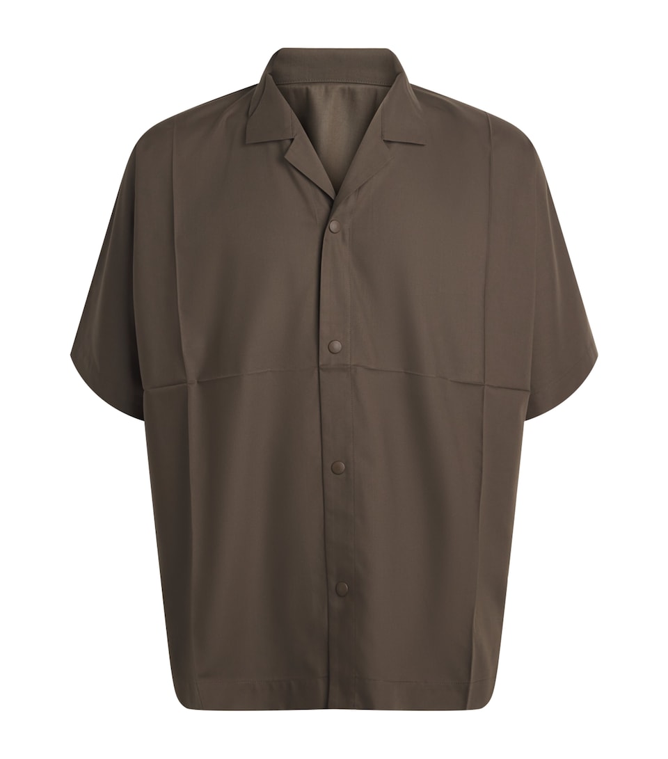 IM MEN Mens Short-Sleeve Compact Shirt Dark Brown