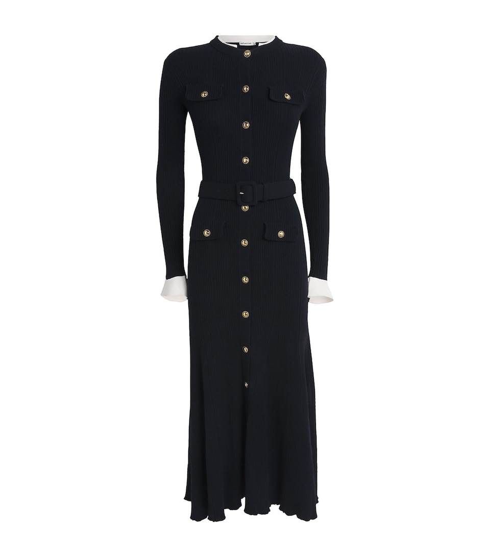 Rib-Knit Belted Midi Dress