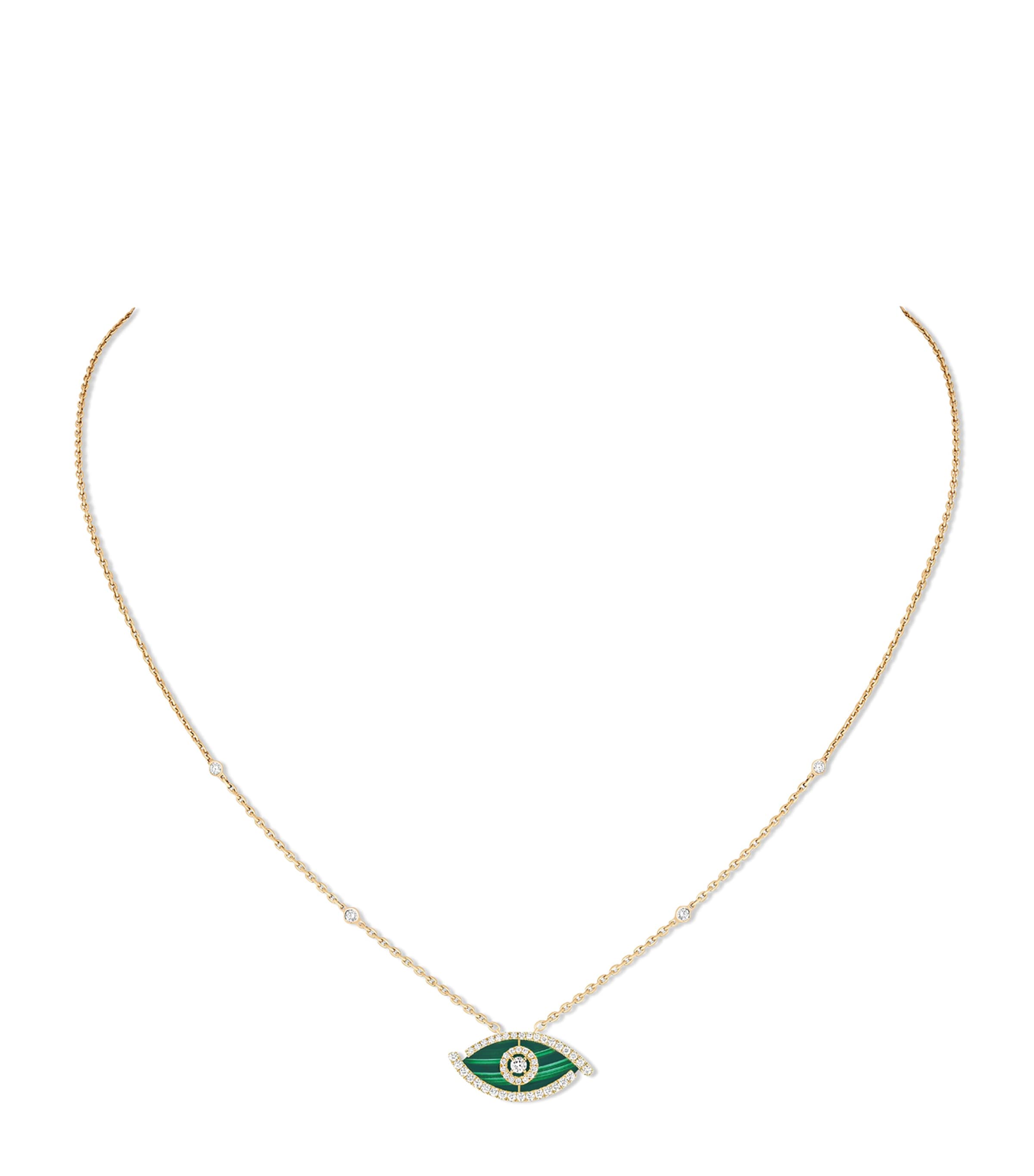 Messika Lucky Eye Yellow Gold and Malachite Necklace Yellow Gold