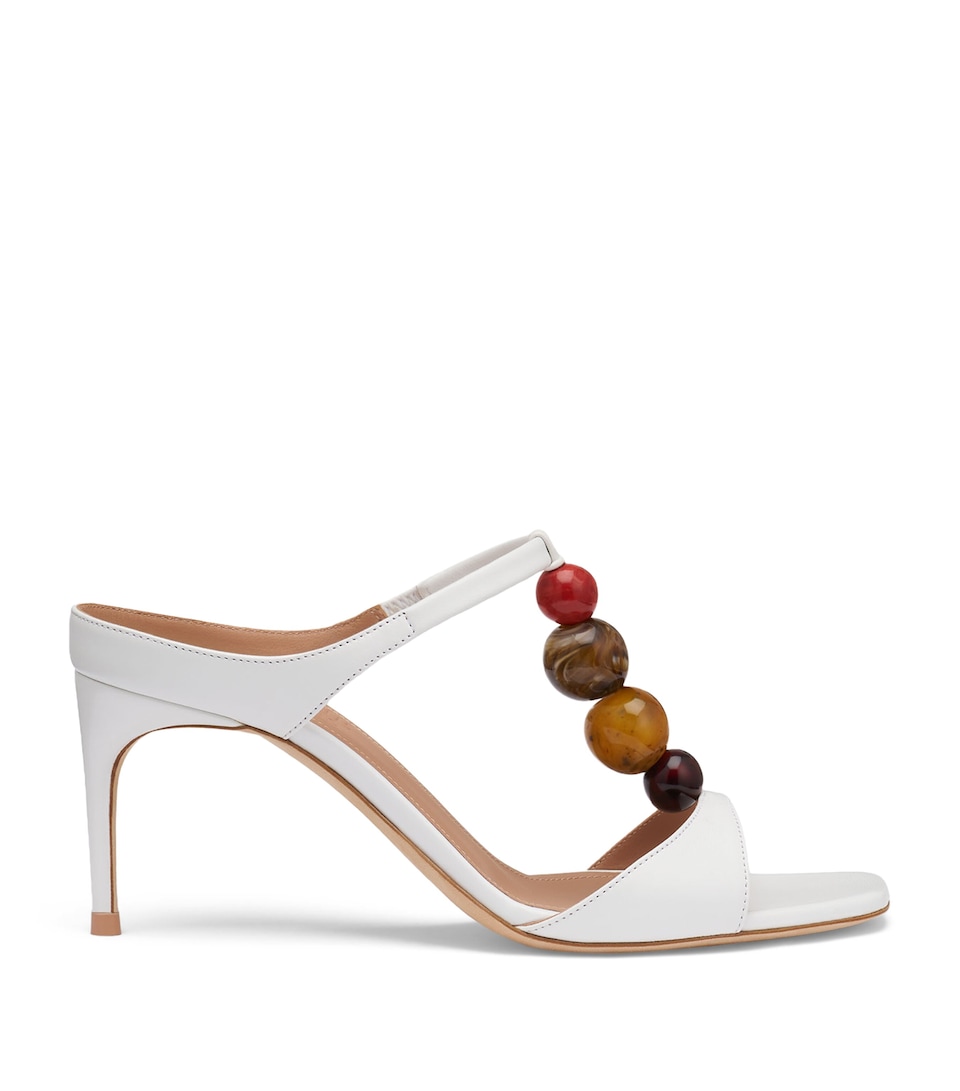 Malone Souliers Leather Beaded Lena Heeled Sandals 70 White