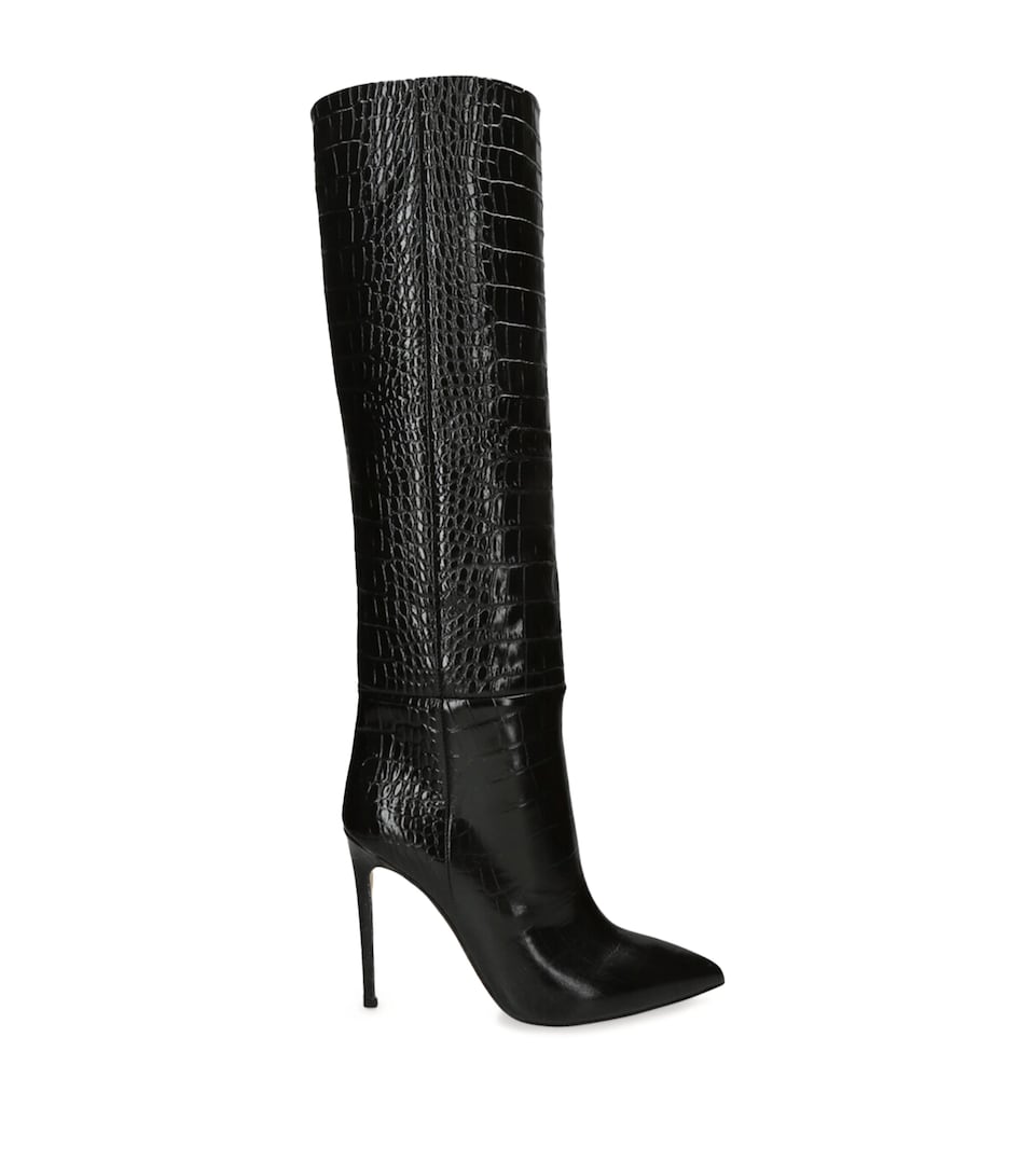 Croc-Embossed Knee-High Boots 105