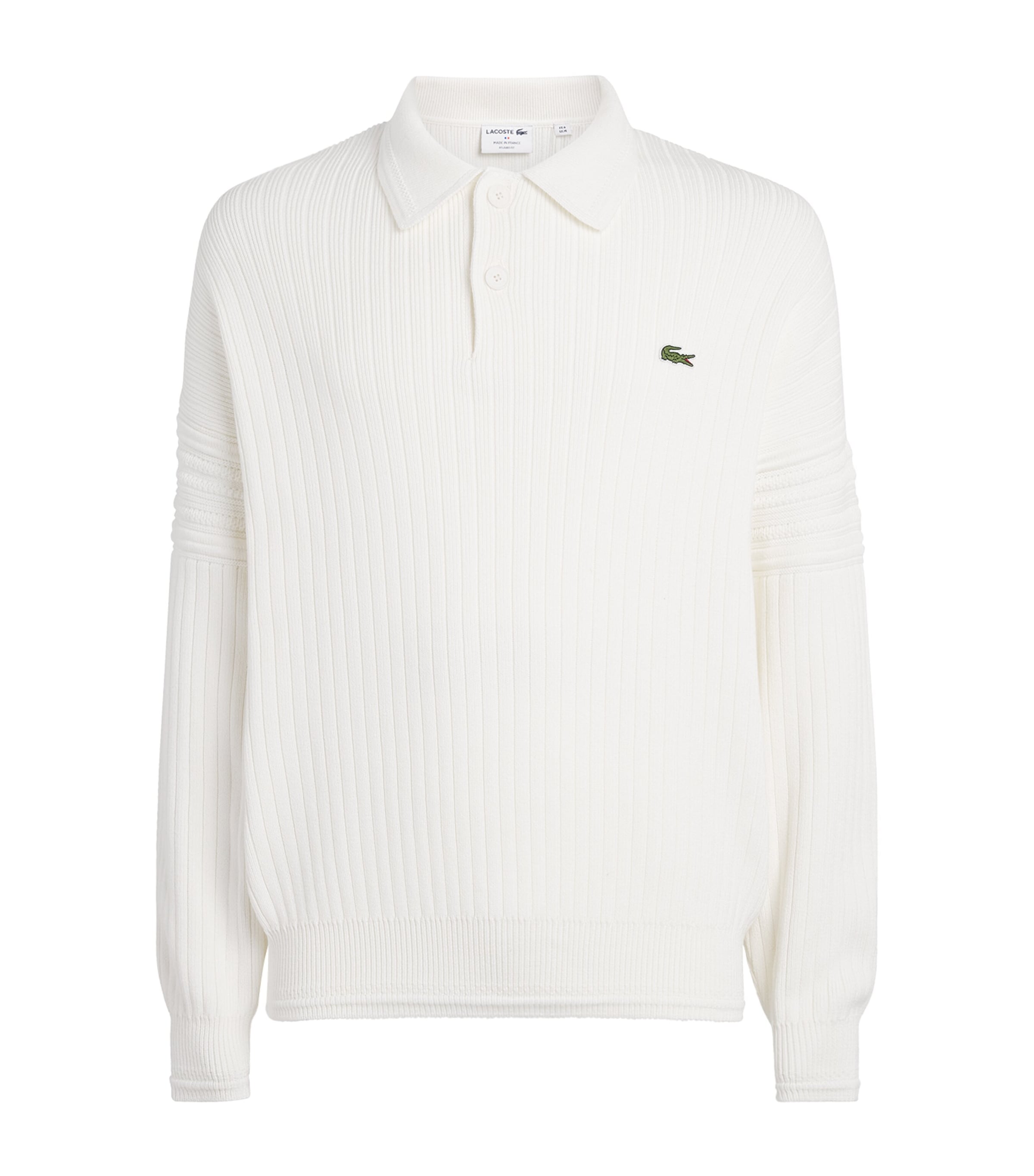 Lacoste Mens Cotton Ribbed Polo Sweater Flour