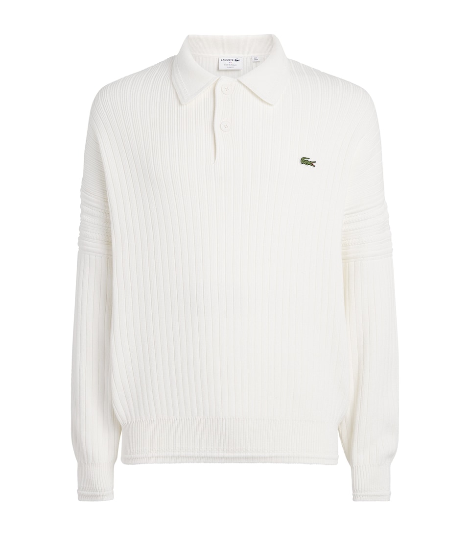 Lacoste Mens Cotton Ribbed Polo Sweater Flour