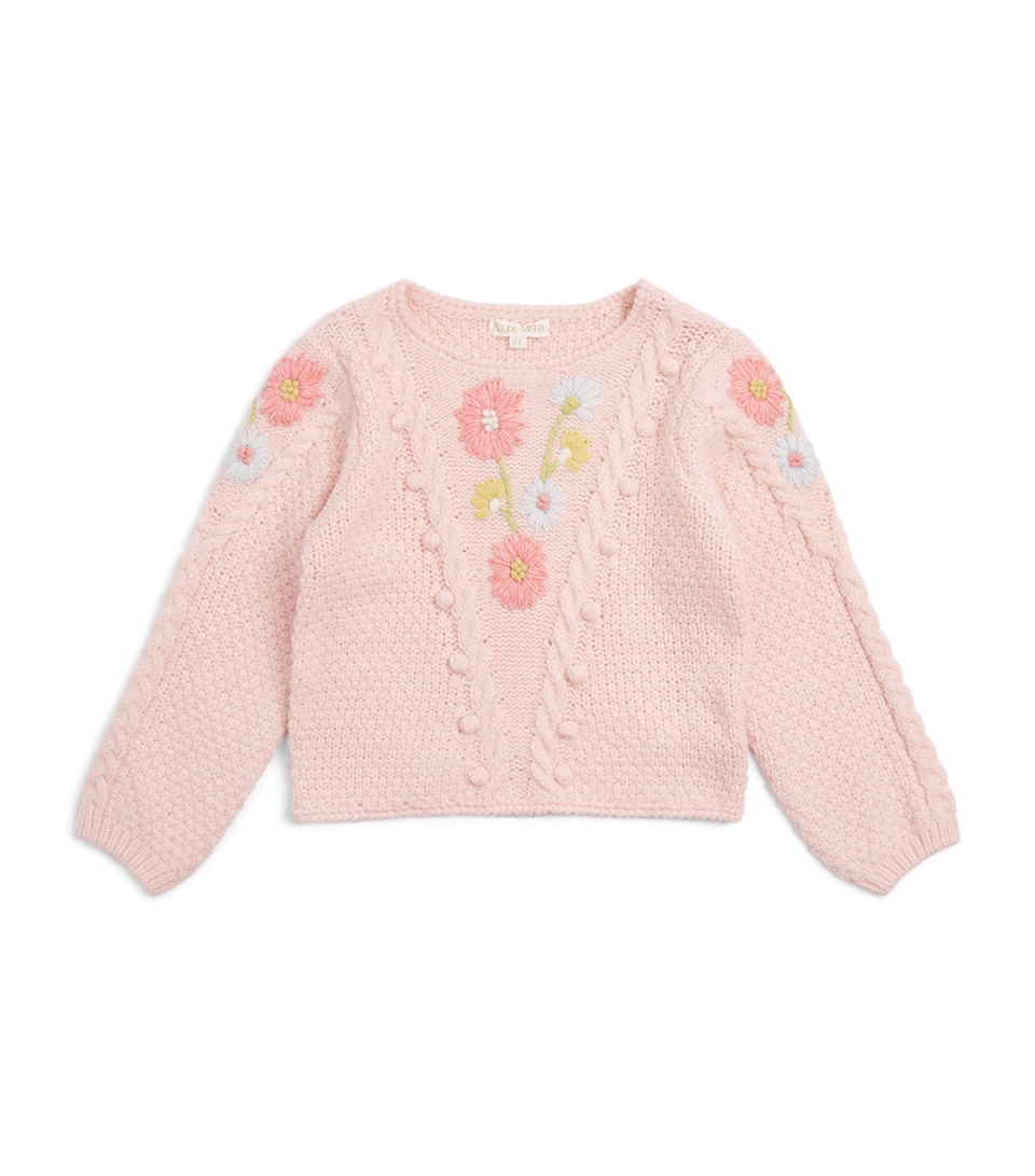 Louise Misha Embroidered Acacia Sweater (4-12 Years) Blush