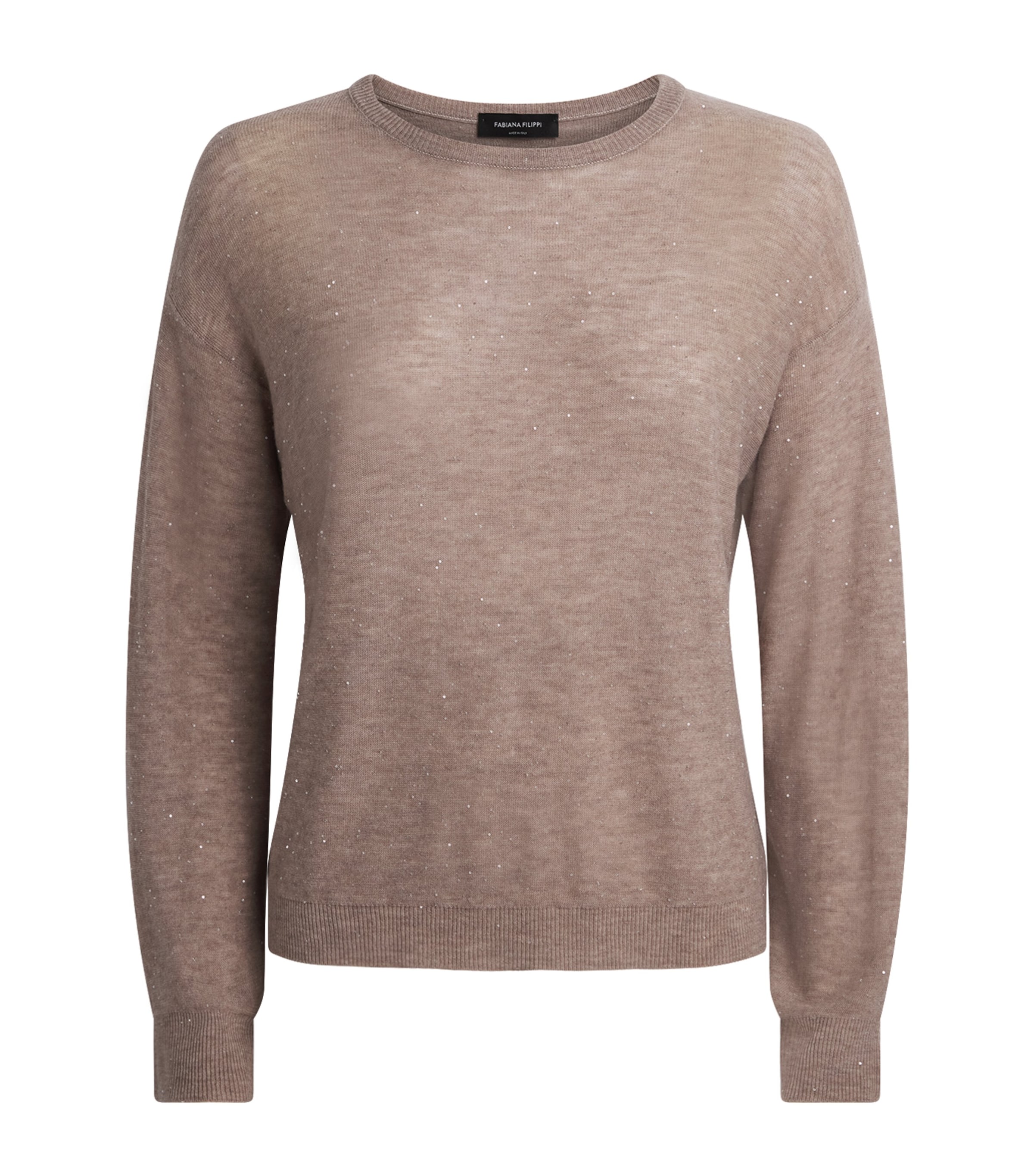 Fabiana Filippi Womens Merino Wool-Blend Embellished Sweater Moka Meringa