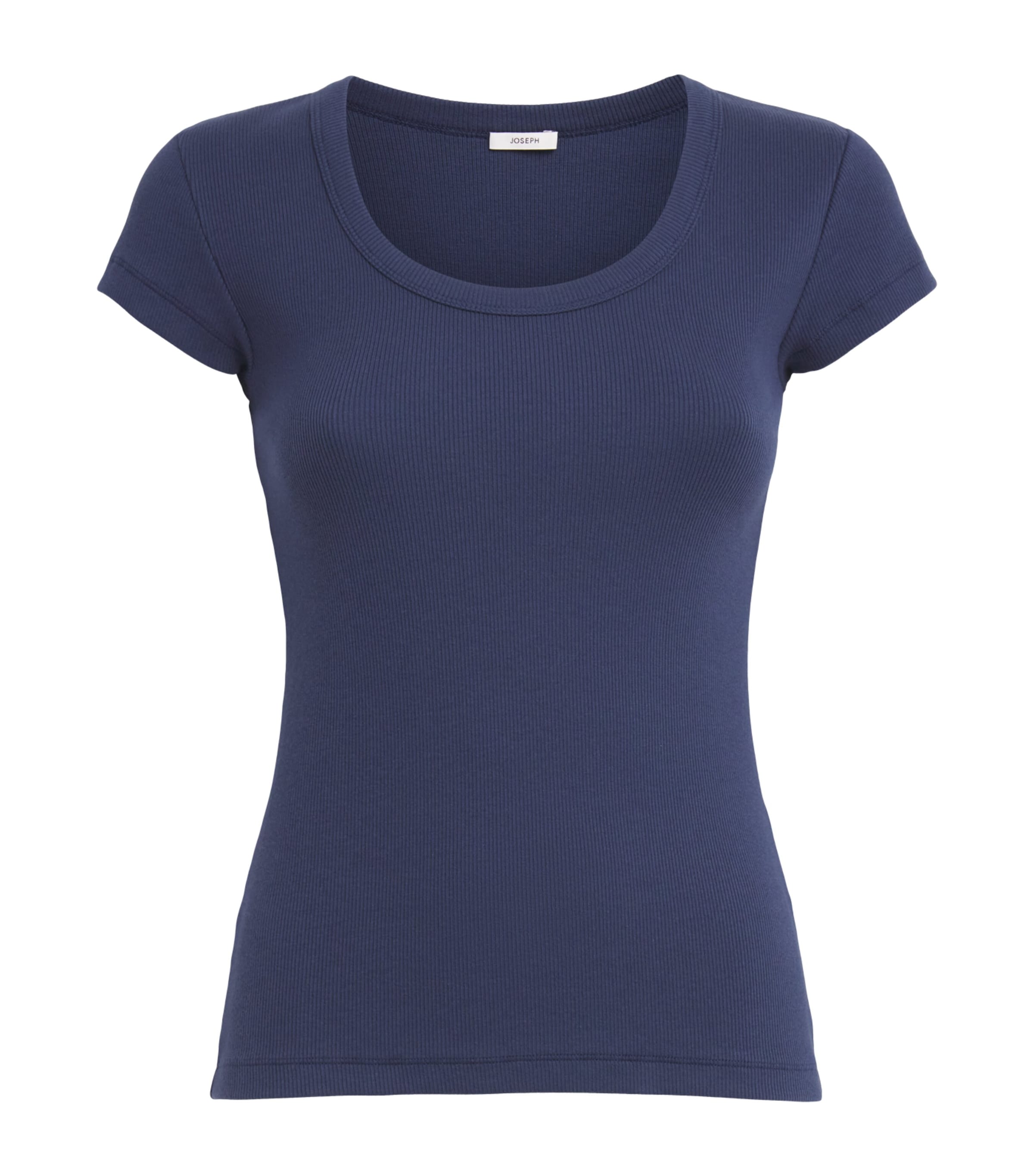 Joseph Womens Stretch-Cotton Rib-Knit Saba T-Shirt Abyss