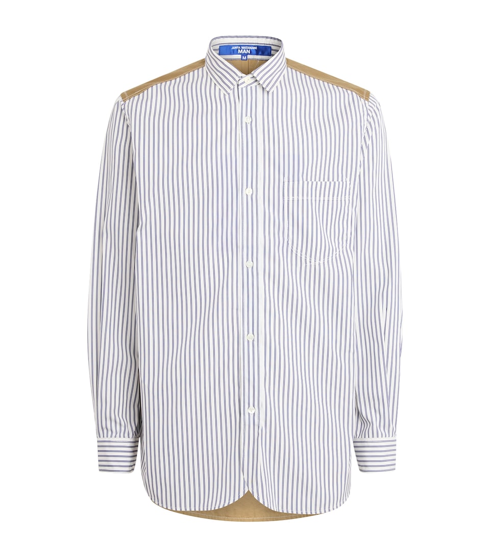 Junya Watanabe MAN Mens Cotton Stripe Shirt Wht/nvy X Beige