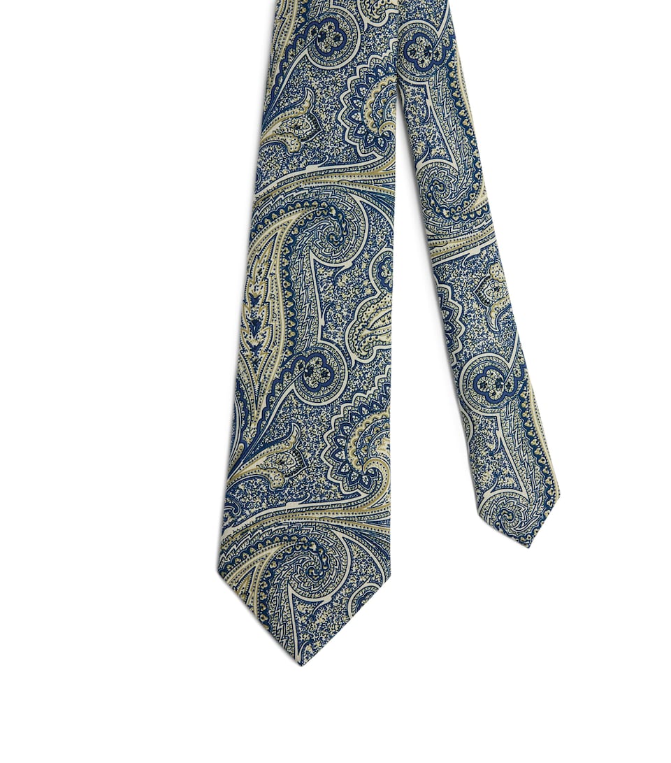 Dunhill Mulberry Silk Paisley Tie Grey