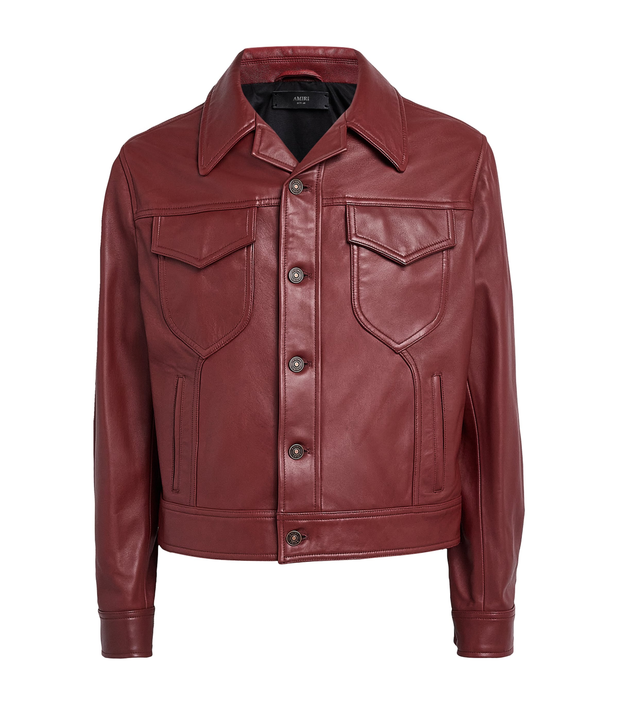 AMIRI Mens Vintage-Cut Leather Jacket Brick
