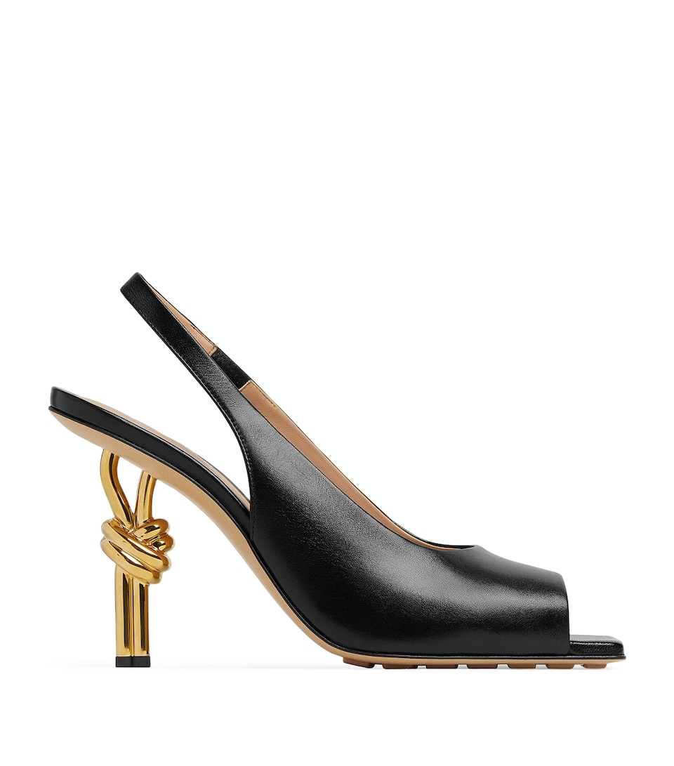 Leather Knot Slingback Heels 90