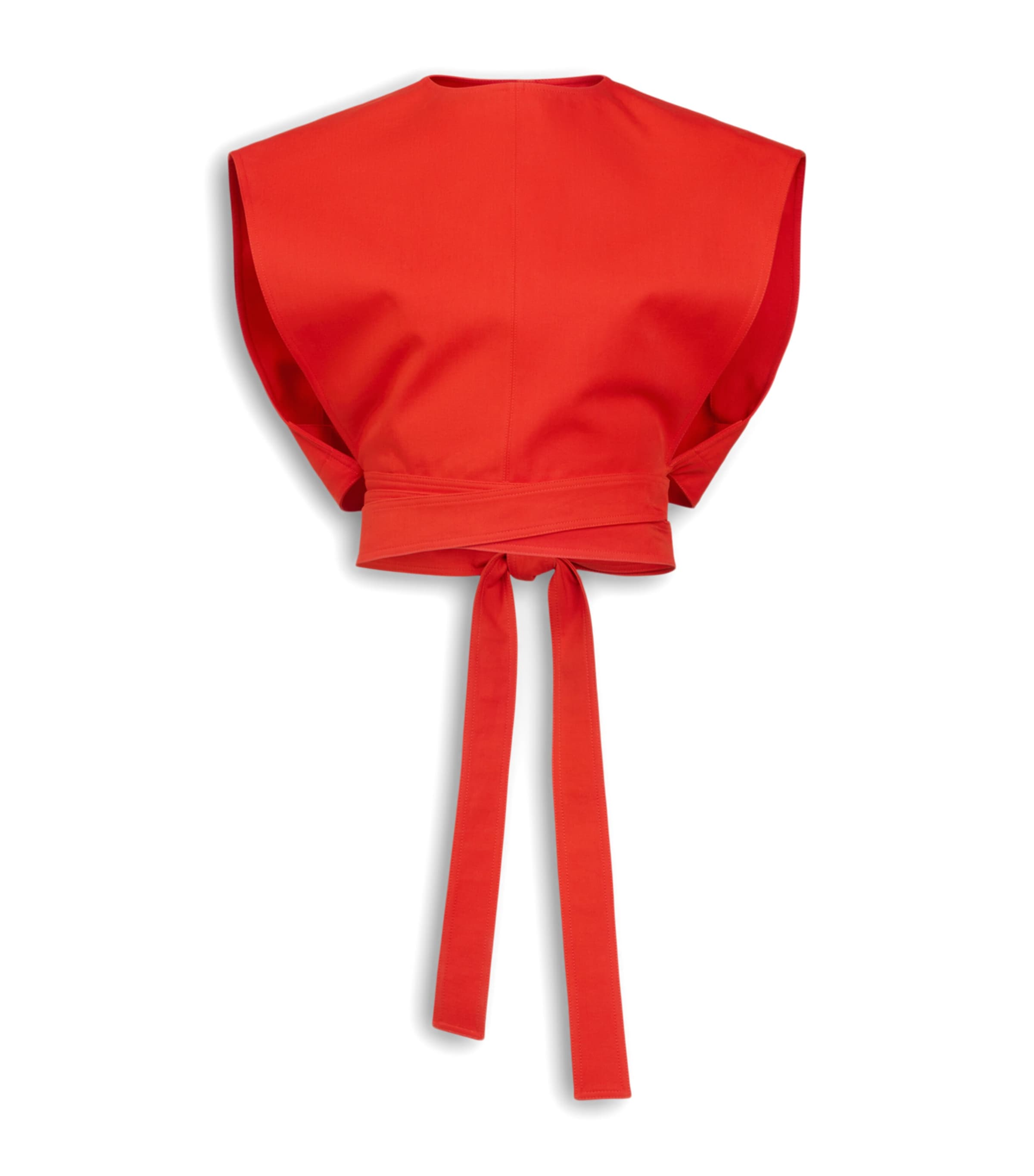 Alaïa Womens Belted Crop Top Orange Sanguine