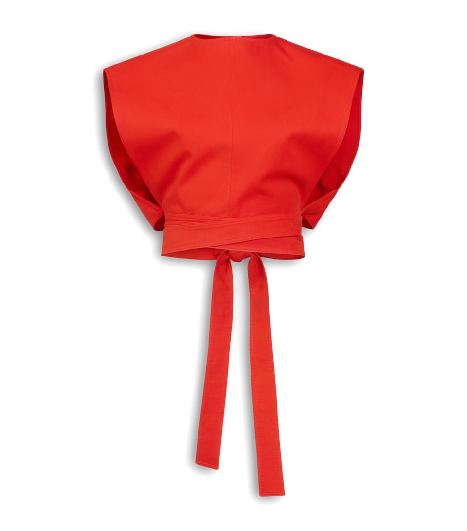 Alaïa Womens Belted Crop Top Orange Sanguine