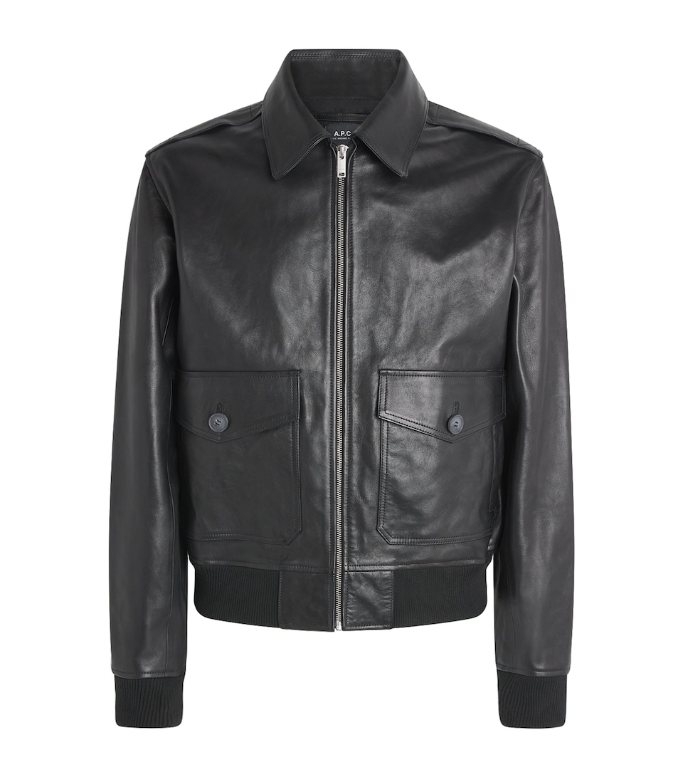 A.P.C. Mens Gael Leather Jacket Lzz Black