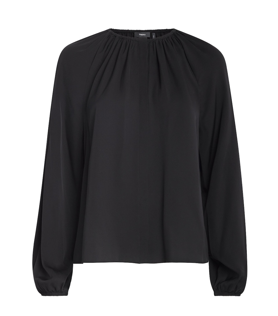 Silk Chiffon Gathered Blouse