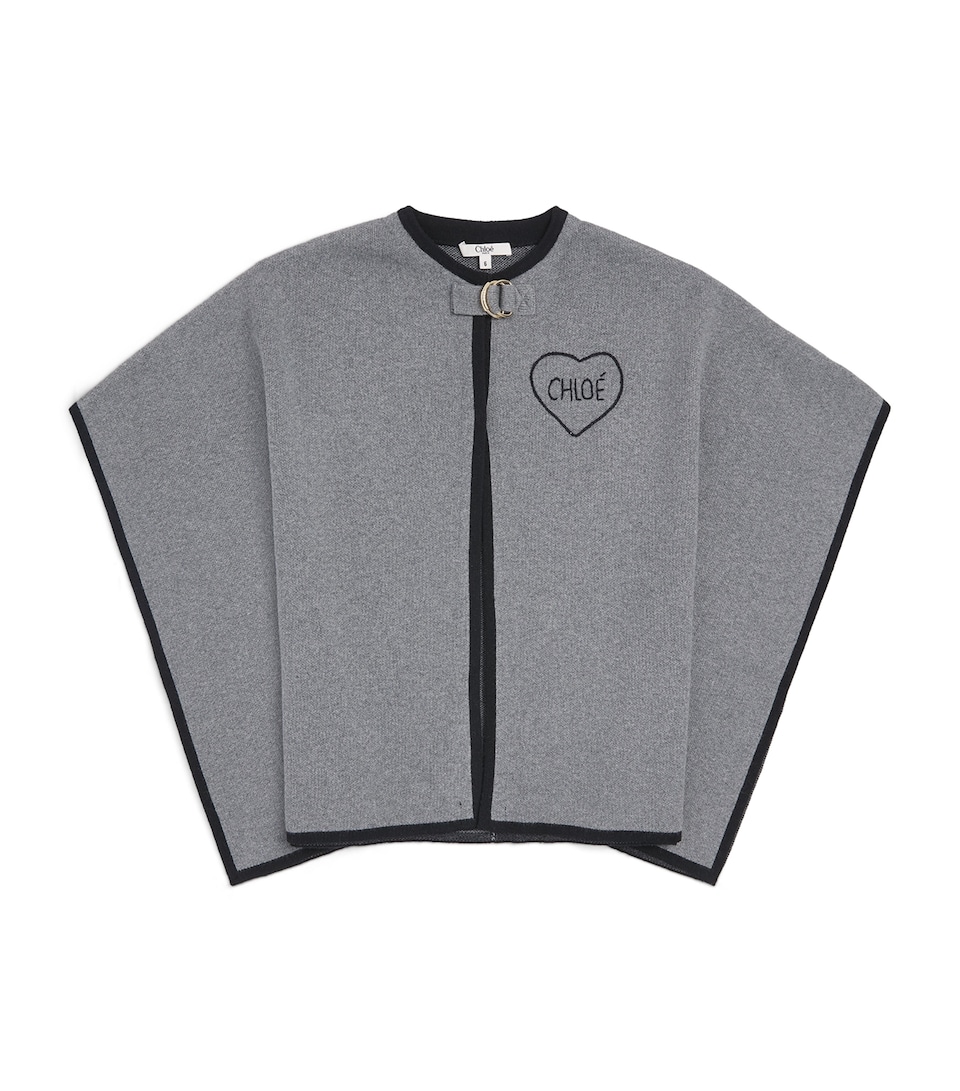 Chloé Kids Cotton-Wool Logo Cape (4-14 Years) Heather Grey