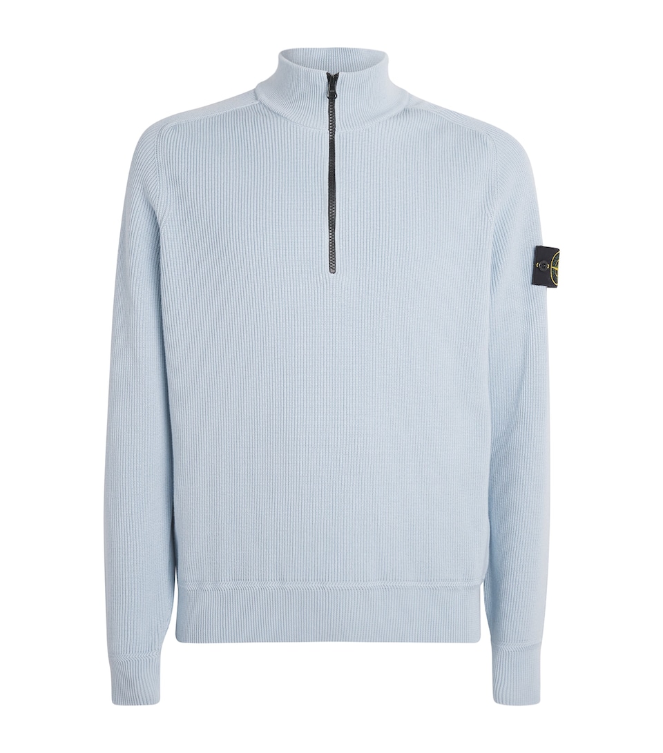 Cotton Half-Zip Rib-Knit Sweatshirt